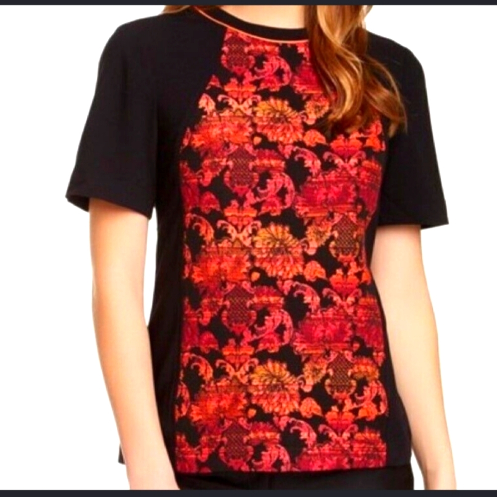 Ted Baker London Black Floral Ombre Jacquard Tapestry Tee- T. Baker Size 2